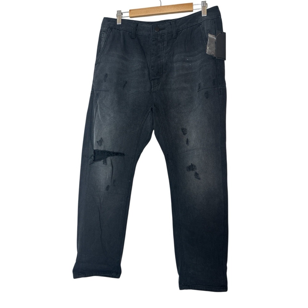 Man X One Teaspoon Jeans Men's Size 31 Black Baggy Distressed Button Fly‎ New